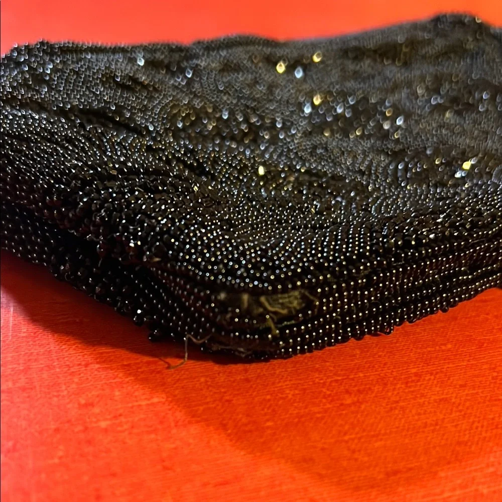Vintage Walborg Black Beaded Clutch Hand Made in Belgium Evening Purse